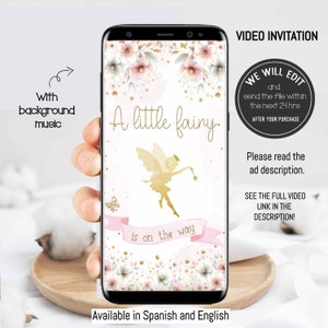 Fairy baby shower invitation, Video invitation, fairy invite, fairy invitations baby shower, Enchanted fairy invite, whimsical invitation.F2