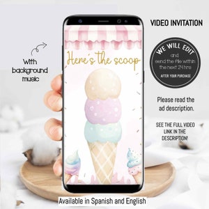 ICE CREAM video invitation, Ice cream party, Ice cream invitation, Ice cream truck birthday invitation, Ice cream birthday party