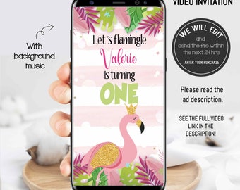 FLAMINGLE invitation, Flamingo Birthday Invitation, Flamingo video Invitation, Tropical Party, Lets flamingle invitation, Flamingle party
