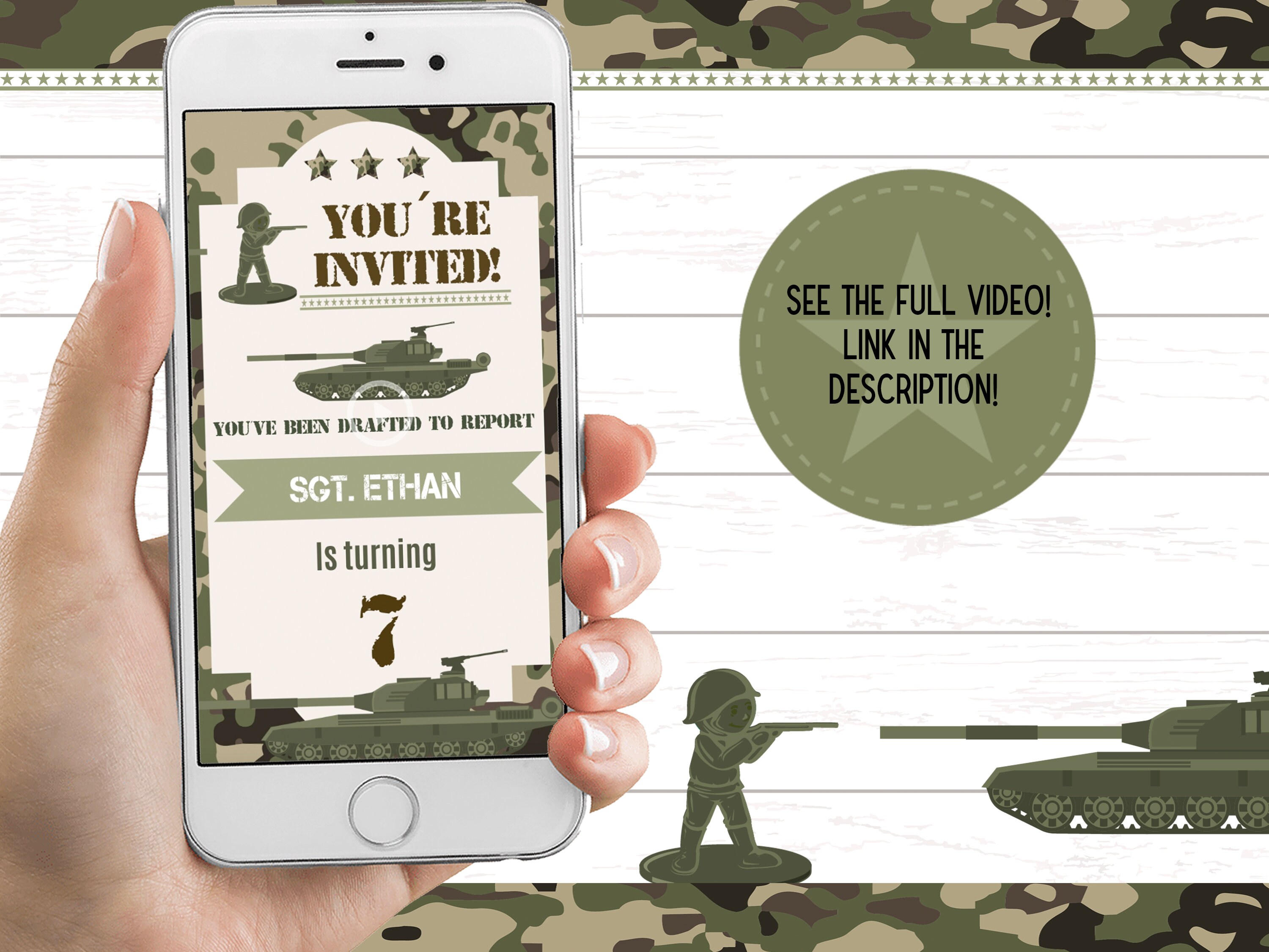 Army Birthday Video Invitation, Military Camouflage, Camouflage