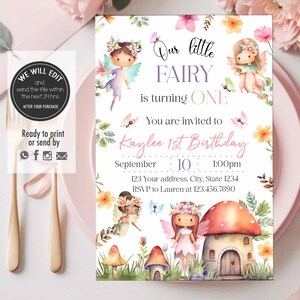 FAIRY Invitation, Floral fairy invitation, Enchanted garden invitation, Fairy invitation, Fairy princess Birthday, Fairy Birthday. FA1