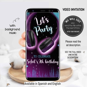 Musik-Geburtstags-Video-Einladung, Musik-Party-Einladung, musikalische Einladung, Mädchen-Einladung, Party-Mädchen jugendlich Geburtstagseinladung
