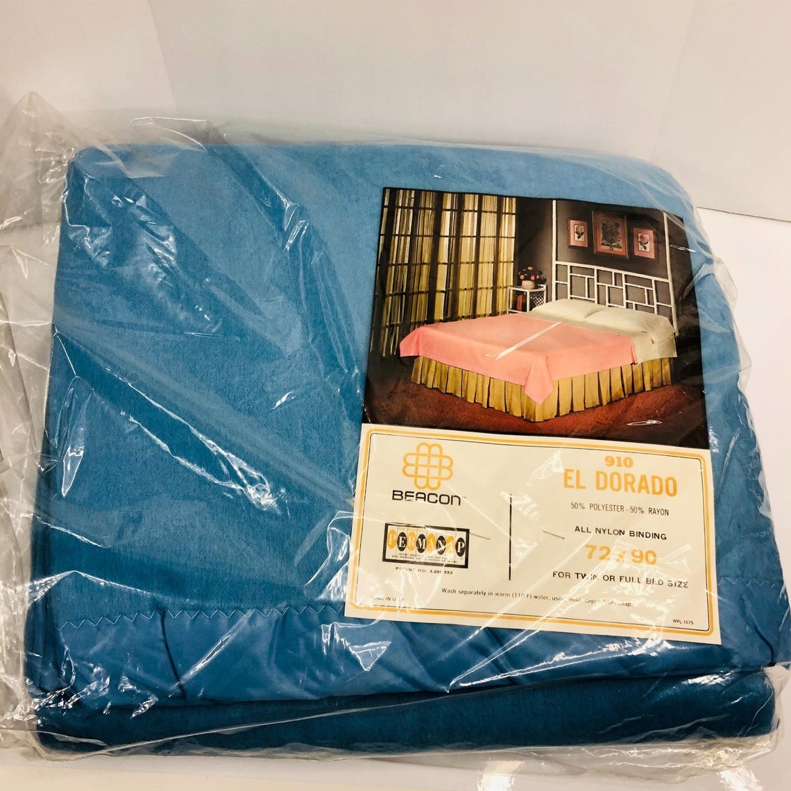 Vintage Satin Trim Blanket Blue Polyester Rayon Nylon Binding Etsy