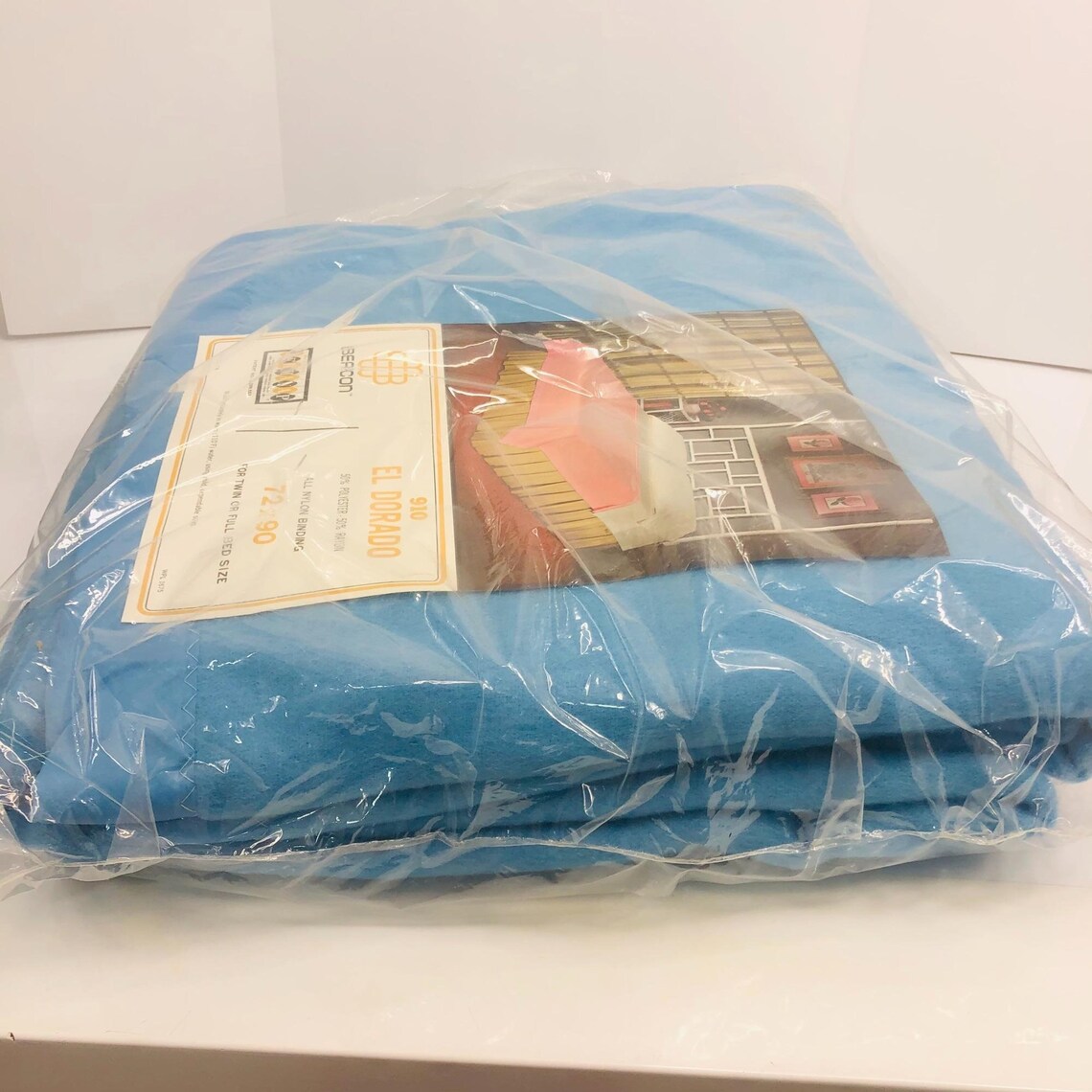 Vintage Satin Trim Blanket Blue Polyester Rayon Nylon binding Etsy