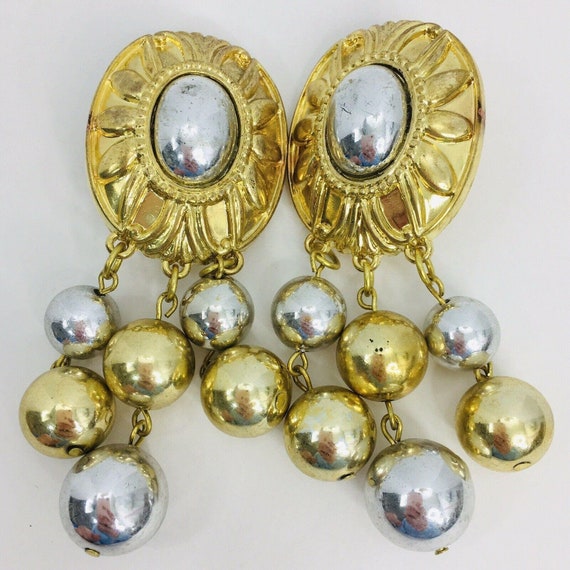 80s 90s Statement Pierced Earrings Chandeliers Jeweled Beads Extra Long Dramatic Earrings