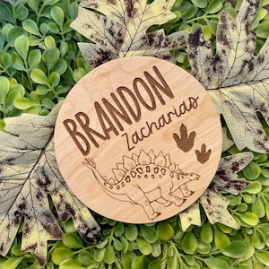 Gepersonaliseerde naambord dinosaurus babyjongen / houten bord foto foto dino / babyshower