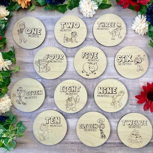 Marqueurs d'étapes mensuelles inspirés de Toy Story pour des photos mensuelles/cadeau de baby shower