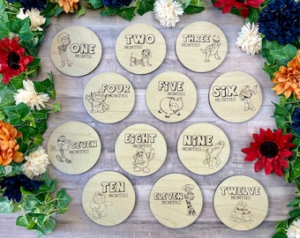 Toy Story inspired monthly milestone markers for monthly photos/ baby shower gift