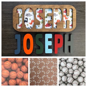 Boys sports personalized wooden name puzzle