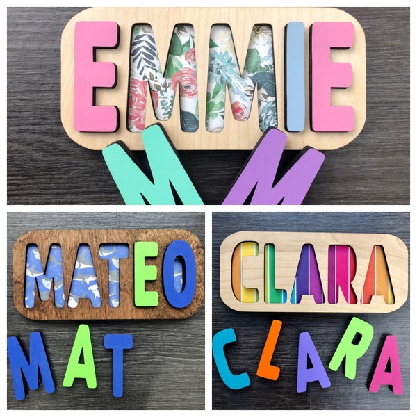Personalized child’s name puzzle/ customized wooden learning puzzle/ many options available! Great gift for kids and toddlers