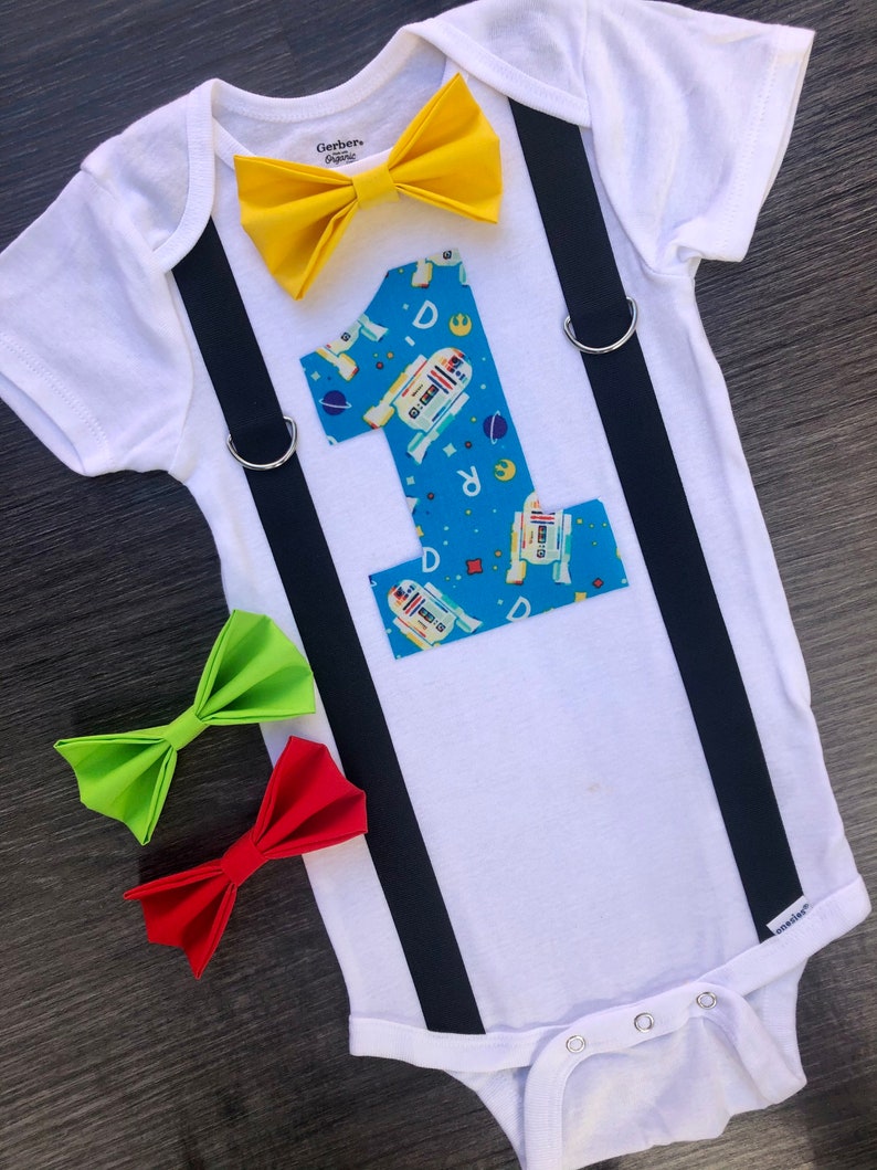 Personalized boys Star Wars R2D2 first birthday onesie customizable Star Wars theme cake smash outfit for boys 1st birthday
