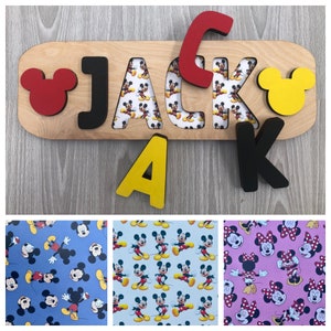Mickey and Minnie personalized wooden name puzzles for toddlers/ name learning puzzle/ custom gift image 8