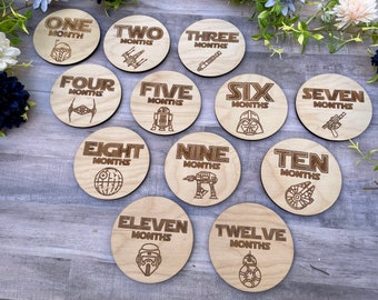 Star Wars inspired baby monthly milestone markers/ baby shower gift/ month photos
