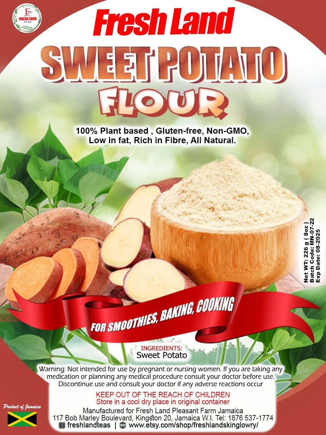 SWEET POTATO FLOUR Natural Product of Jamaica Etsy