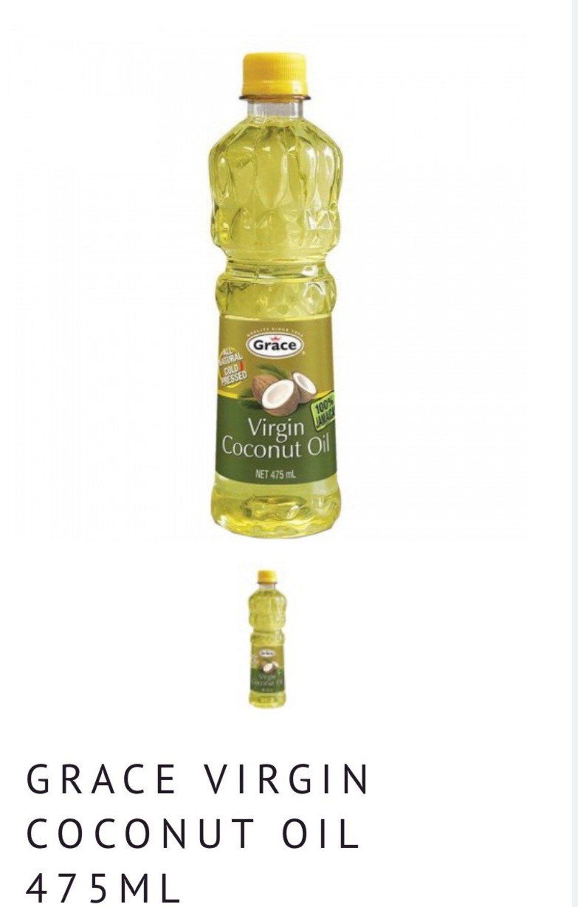 Jamaican Coconut Oil 475 Ml GRACE VIRGIN COCONUT Oil Cold Press Etsy