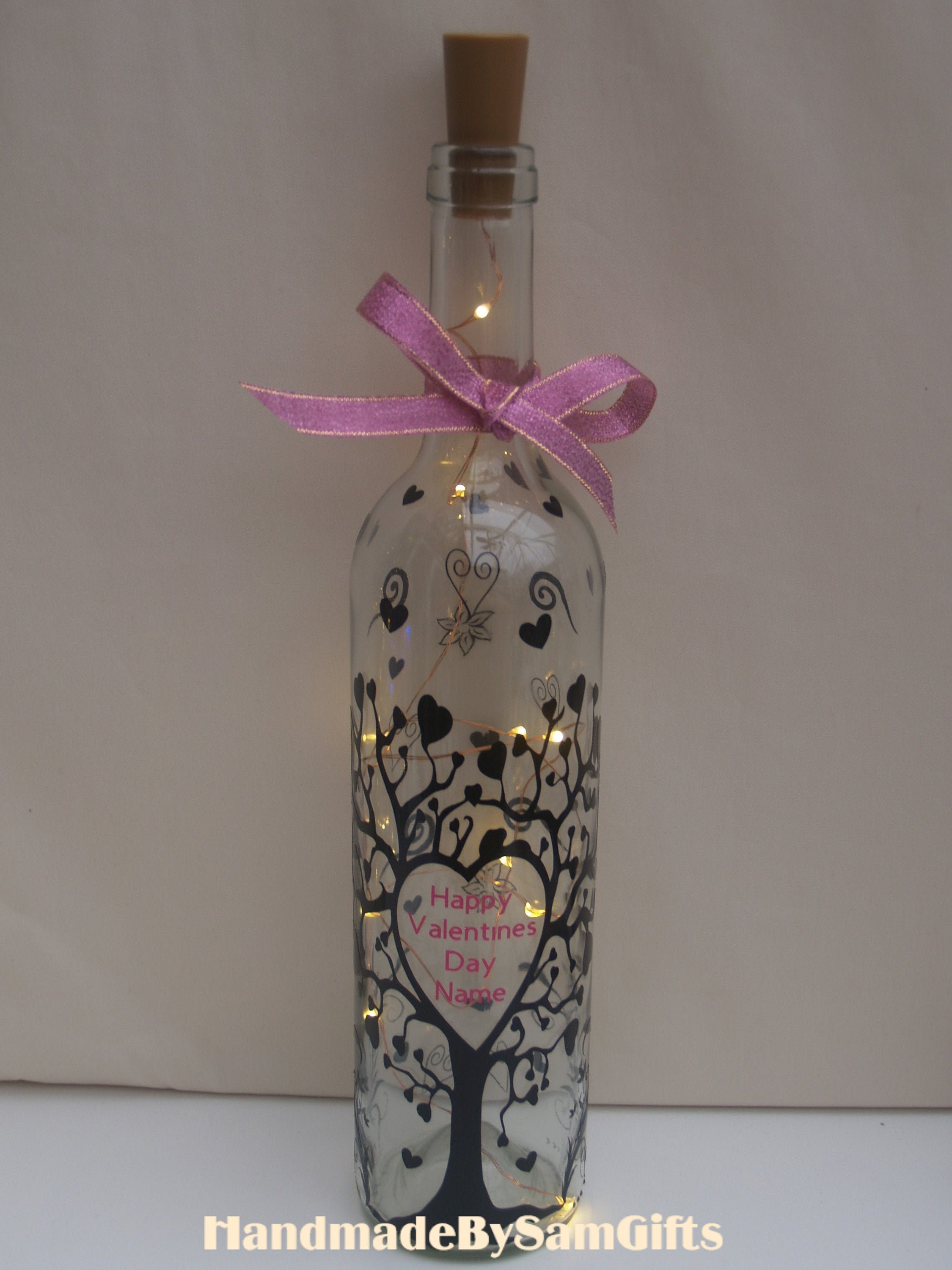 Personalised light up wine bottle with white or multicoloured Etsy