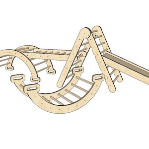 Conjunto de escalada infantil Montessori, parede de escalada para crianças, playground interno, arquivos digitais para laser ou CNC. PDF imprimível, DXF, Ai, Svg, Eps