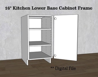 16" Inch Kitchen Lower Base Cabinet Frame, Carcass | CNC File | Standard Cabinet Plans | Shop Cabinet | dxf ai pdf svg eps file