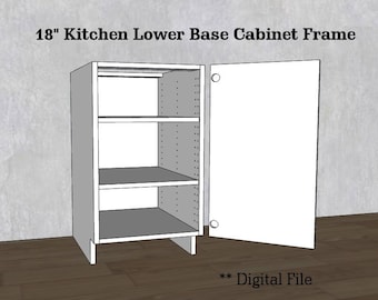 18" Inch Kitchen Lower Base Cabinet Frame, Carcass | CNC File | Standard Cabinet Plans | Shop Cabinet | dxf ai pdf svg eps file