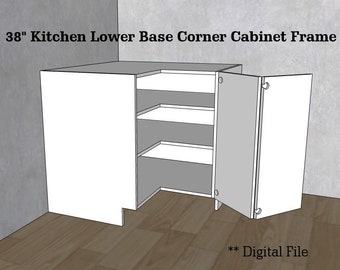 38" Inch Kitchen Base Corner Cabinet Carcass, CNC File, Standard Cabinet Plans, Shop Cabinet dxf ai pdf svg eps file