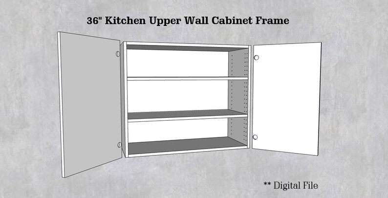 36 Inch Kitchen Upper Wall Cabinet Frame / Carcass CNC File Standard Cabinet Plans Shop Cabinet dxf ai pdf svg eps file image 2