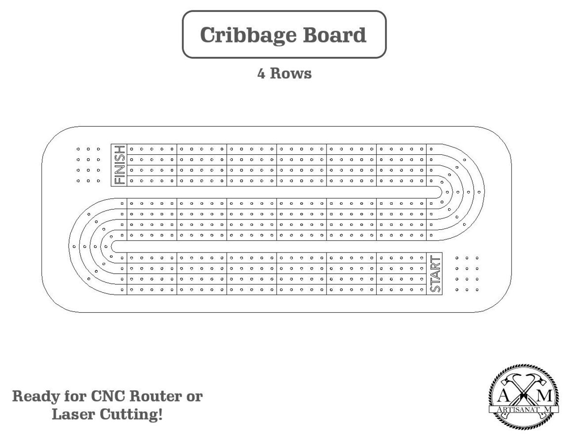 Cribbage Game Board Cut File. Full Set Instant Download for Laser, CNC