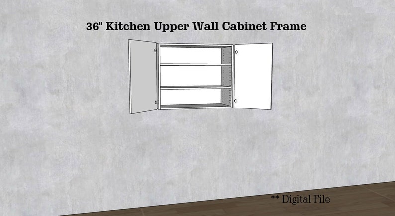 36 Inch Kitchen Upper Wall Cabinet Frame / Carcass CNC File Standard Cabinet Plans Shop Cabinet dxf ai pdf svg eps file image 1