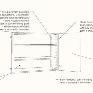 36 Inch Kitchen Upper Wall Cabinet Frame / Carcass CNC File Standard Cabinet Plans Shop Cabinet dxf ai pdf svg eps file image 3