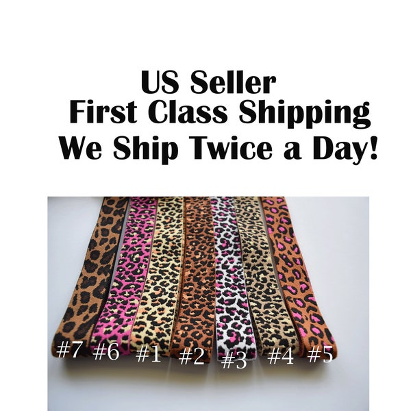 High Quality Leopard Elastic Bands 7 Colors to Choose from. 1 inch wide.Price is for 1 Yard. US SELLER. Ship the Same Day First Class usps