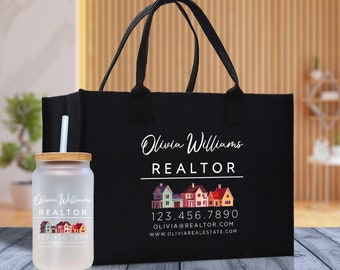 Realtor Tote Bag Personalized Business Tote Bag Custom Real Estate Agent Gift Bulk Business Logo Realtor Swag Real Estate Tote Bag