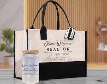 Realtor Tote Bag Personalized Business Tote Bag Custom Real Estate Agent Gift Bulk Business Logo Realtor Swag Real Estate Tote Bag