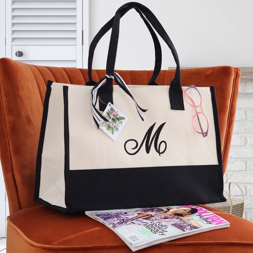 Monogram Tote Bag Personalized Bridesmaid Gift Embroidered Etsy