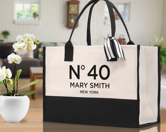 Birthday Celebration Personalized Gift Canvas Tote Bag with Name and State 40th 50th Birthday Gift Tote Bag for Her Custom Birthday Gift