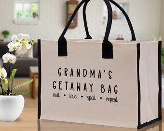 Grandma Tote Bag Grandma's Getaway Bag Grandma Nana Bag Grandma Gift Bag Shopping Bag Mothers Day Gift Live Love Spoil Bag Grandma Beach Bag
