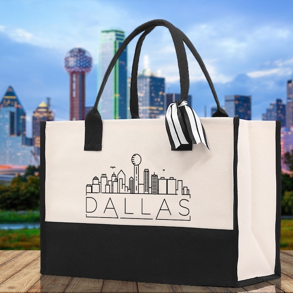 Dallas Cotton Canvas Tote Bag Travel Vacation Tote Employee and Client Gift Wedding Favor Birthday Welcome Tote Bag Bridesmaid Gift