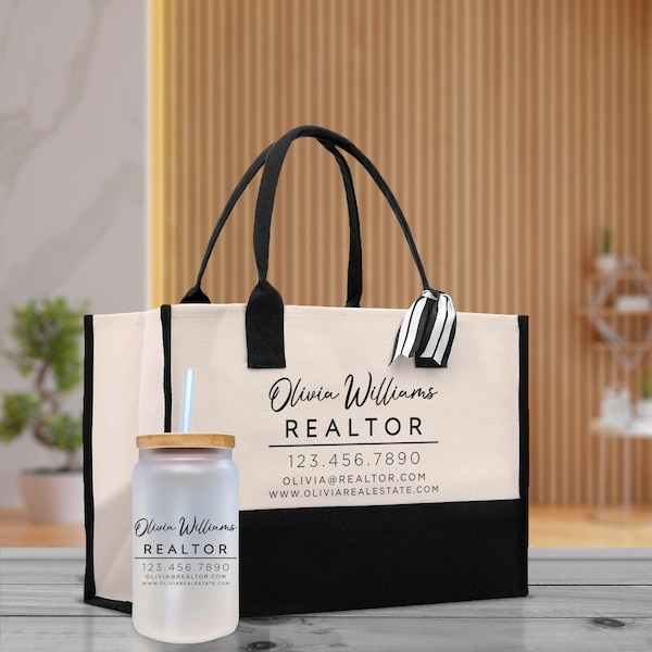 Sac fourre-tout pour agent immobilier Sac fourre-tout professionnel personnalisé Cadeau pour agent immobilier personnalisé Logo d'entreprise en vrac Sac fourre-tout pour agent immobilier