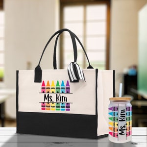 Personalized Teacher Cotton Canvas Tote Bag Gift for Teachers Teacher Life Tote Custom Teacher Appreciation Gift Bag Teacher Name Bag