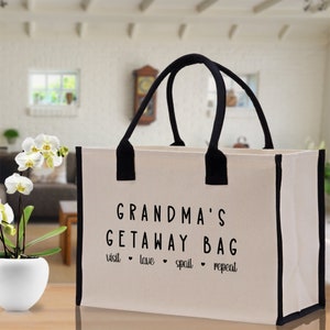 Grandma Tote Bag Grandma&#39;s Getaway Bag Grandma Nana Bag Grandma Gift Bag Shopping Bag Mothers Day Gift Live Love Spoil Bag Grandma Beach Bag