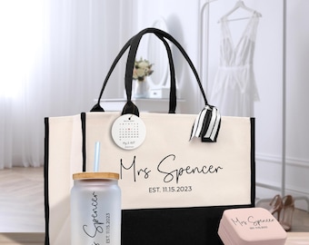 Personalized Mrs. Last Name Wedding Tote Bag, Est. Year
