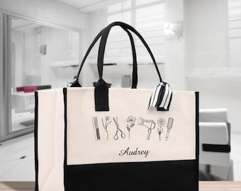 Personalized Hair Stylist Tote Bag, Custom Salon Gift , Cotton Canvas, Hairdresser, Beauty, Supply Bag Barber