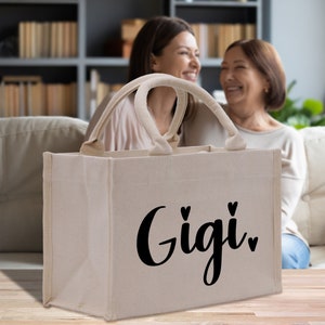 Gigi Getaway Cotton Canvas Small Tote Bag Grandma Tote Bag Gigi Bag Grandma Gift Bag Mothers Day Gift New Gigi Gift (MGTB1001)