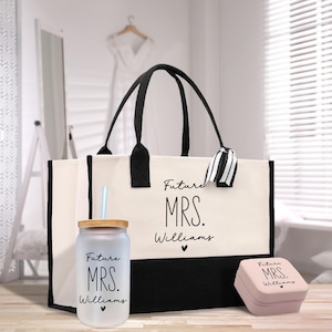Personalized Future Mrs Cotton Canvas Tote Bag Custom Engagement Gift for Her Bride To Be Gift Tote Bag Newly Engaged Tote Bag (FMTG1001)
