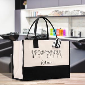 Sacola de lona de algodão personalizada para cabeleireiro, sacola de presente para salão de beleza, sacola de suprimentos para cabeleireiro, presente para barbeiro (HRST1027)