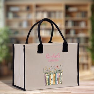 Personalized Book Lover Cotton Canvas Tote Bag Custom Local Library Bag Bookworm Gift Bag School Librarian Gift Tote (LBT1032)
