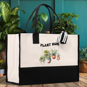 Plant Mom Canvas Tote Bag Plant Lovers Gift Plant Lady Tote Bag Gardener Mom Gift Gardening Tote Bag Plant Gift Botanical Gift for Mom