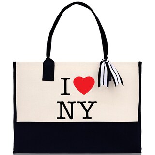 Borsa Portatrucco New York Con Zip In Tela, Souvenir Viaggio, Pratica E Impermeabile, 23x17x6 Cm