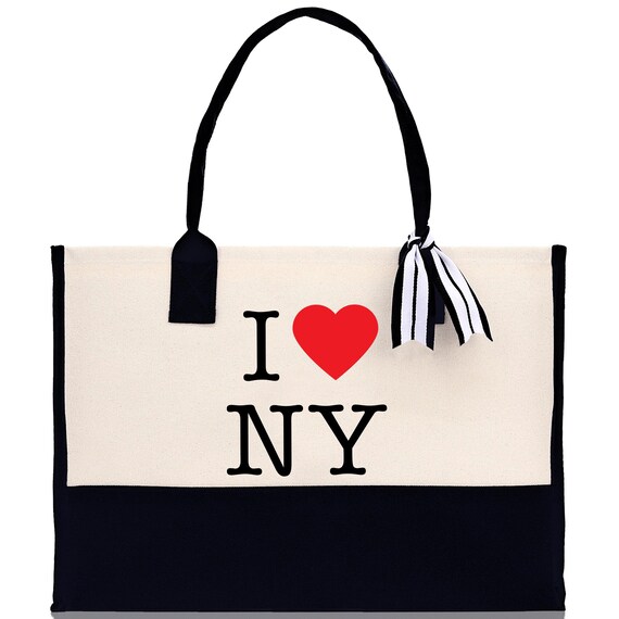Borsa Portatrucco New York Con Zip In Tela, Souvenir Viaggio, Pratica E Impermeabile, 23x17x6 Cm