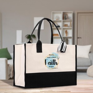 Draagtas van katoencanvas Faith: christelijk bijbelvers cadeau (CTT1008)