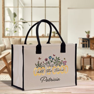 God Is Good Personalized Name Religious Cotton Canvas Tote Bag For Women Custom Religious Gifts Church Tote Bag