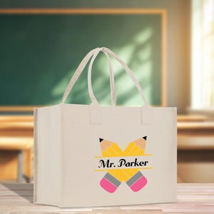 Personalized Teacher Cotton Canvas Tote Bag Gift for Teachers Teacher Life Tote Custom Teacher Appreciation Teacher Name Gift Bag (TTB1096)